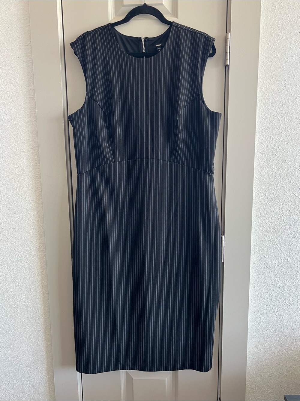 Express Black Pinstripe Midi Sheath Dress